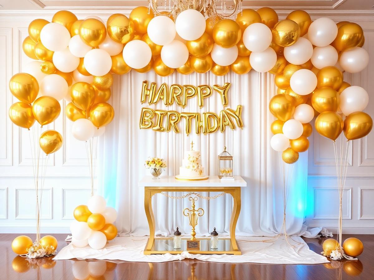 Gold balloon birthday decoration