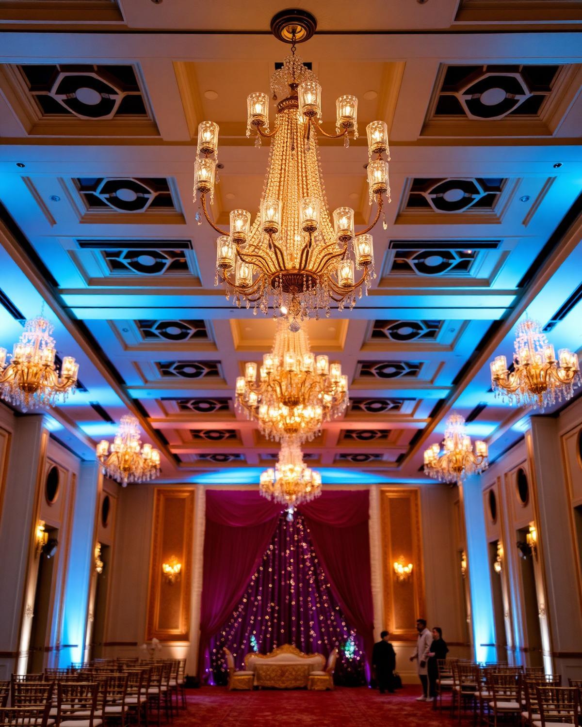 Chandelier lighting decoration in banquet